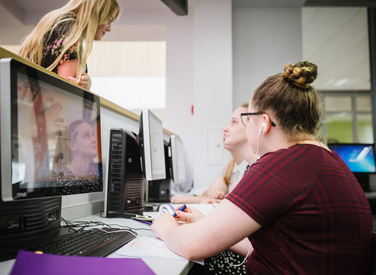 Sixth Formers by computer